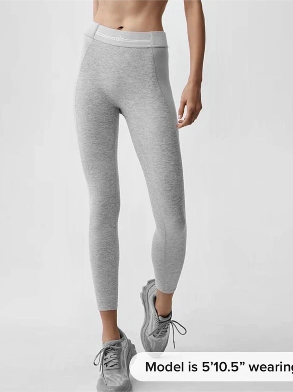 Alo Yoga Alosoft High-Waist 7/8 Relay Legging in Athletic Heather Gray/ White- S - Picture 7 of 11